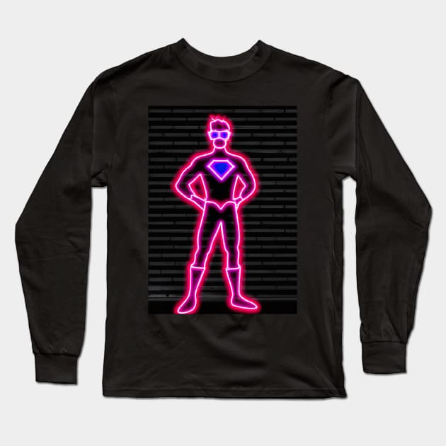 Superhero Neon Long Sleeve T-Shirt by maxcode